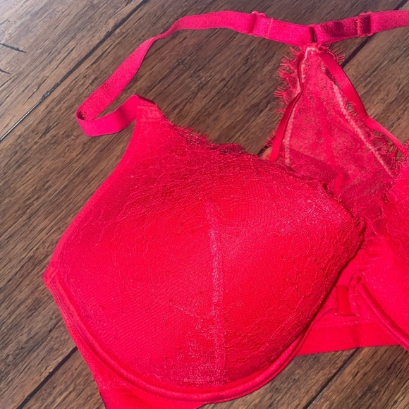 ❤️🔥Victorias secret very sexy plunge bra red lace bra strappy bra - Picture 4 of 15